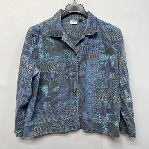 Chico's Women Linen Blend Blazer Jacket Size 3 Floral Boho Sun Fade M266 -13